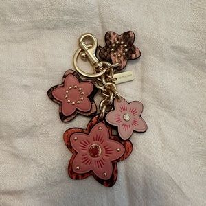 Coach Pink Leather Flower Keychain Handbag Charm Super Cute!